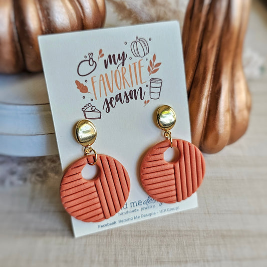 Fall Orange Polymer Clay Dangle Earrings