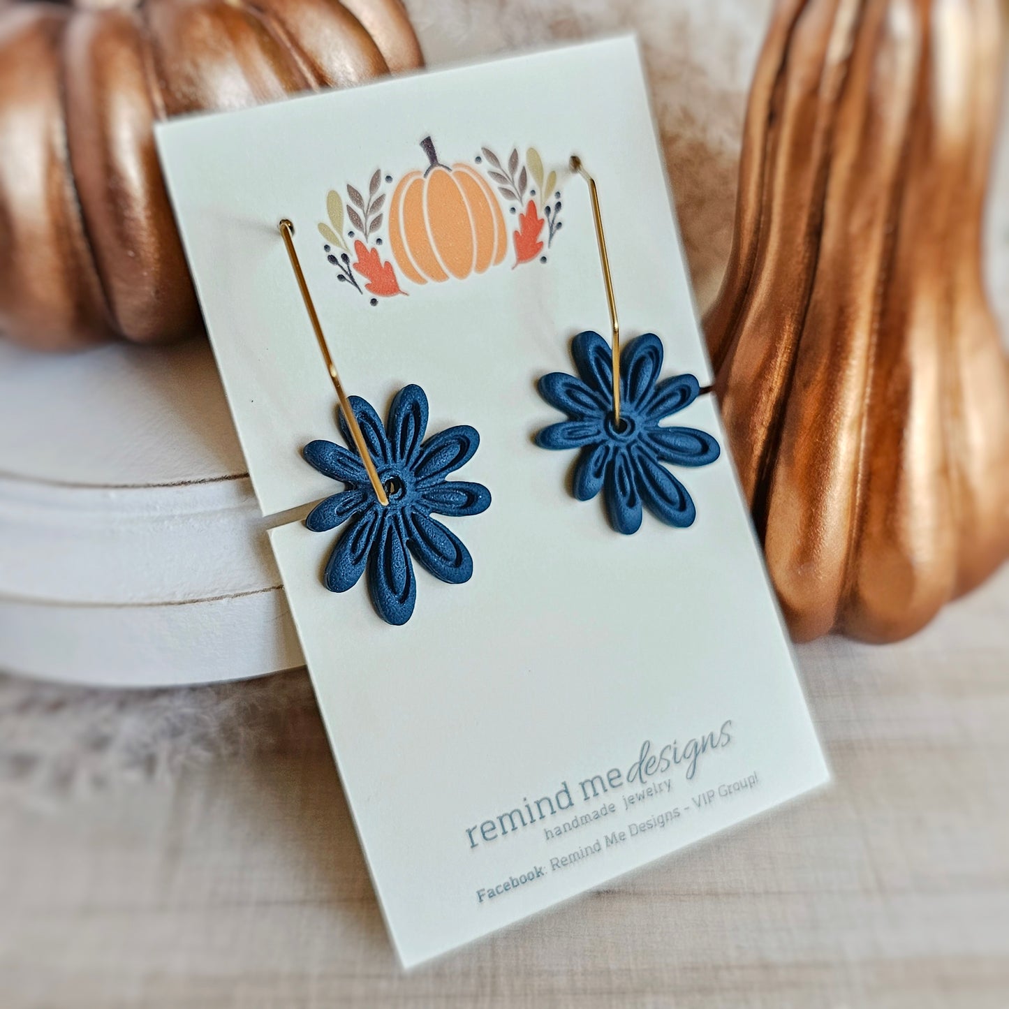 Dark Teal Clay Dangle Hoops Earrings