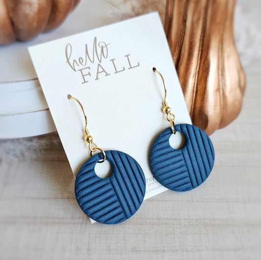 Dark Teal Clay Dangle Earrings