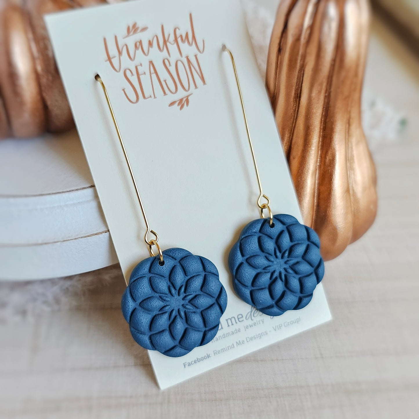 Dark Teal Clay Dangle Earrings