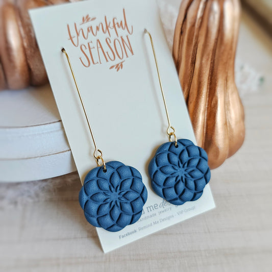 Dark Teal Clay Dangle Earrings