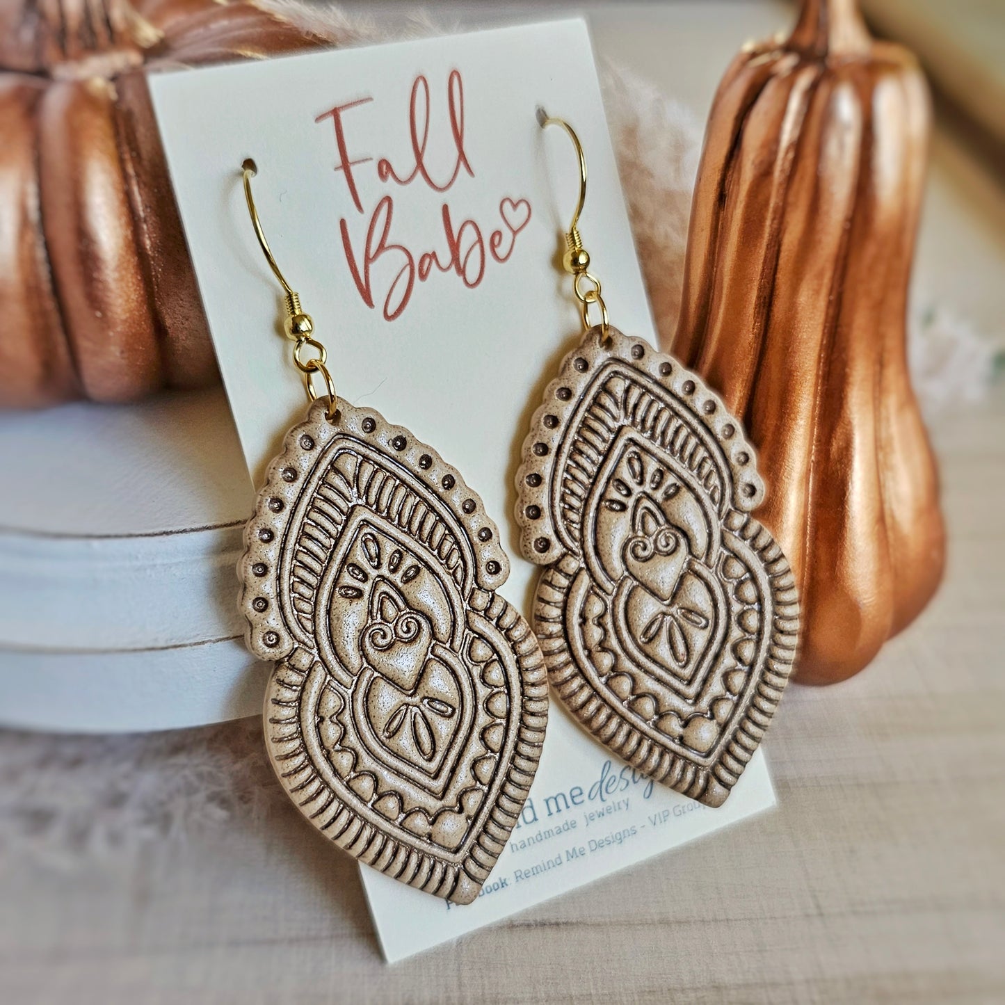 Tan Light Brown Clay Dangles