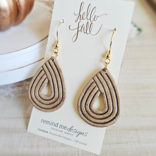 Tan Light Brown Teardrop Clay Dangles