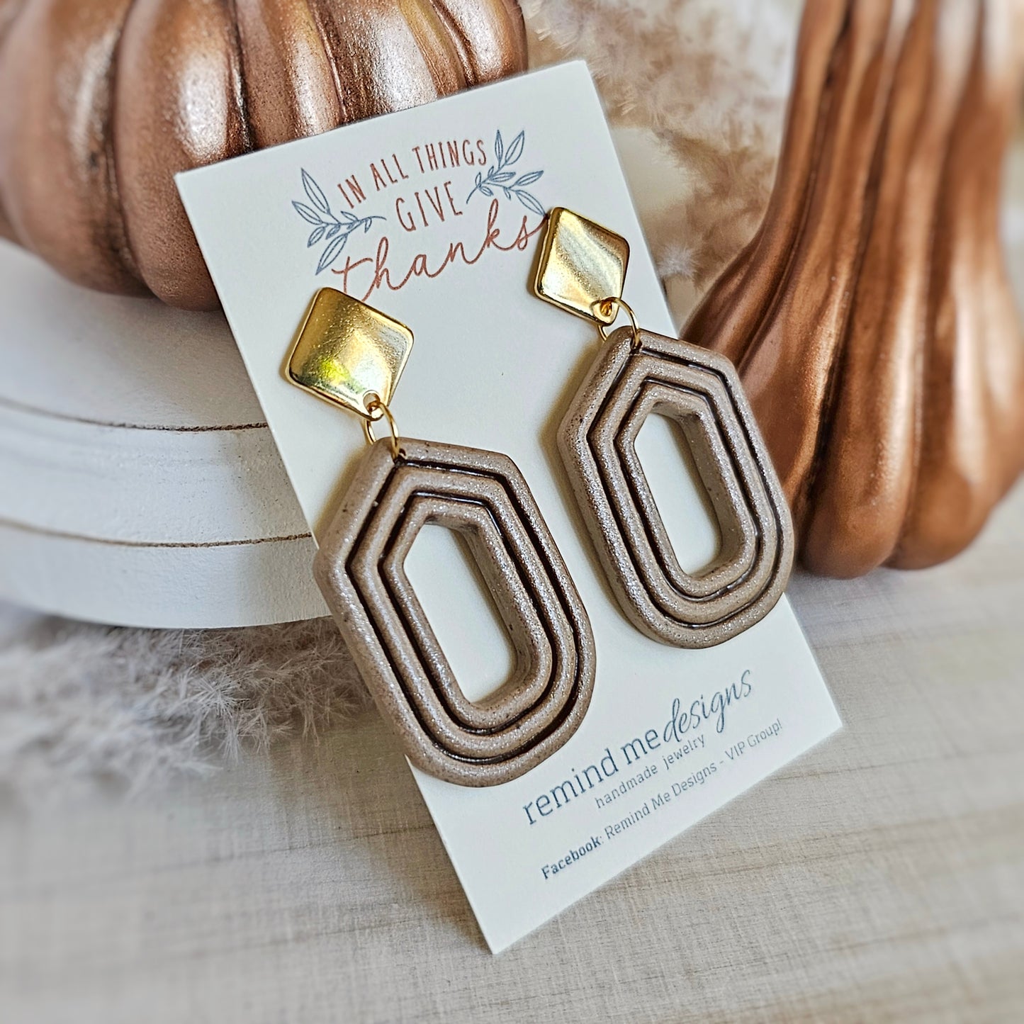 Tan Light Brown Clay Dangles