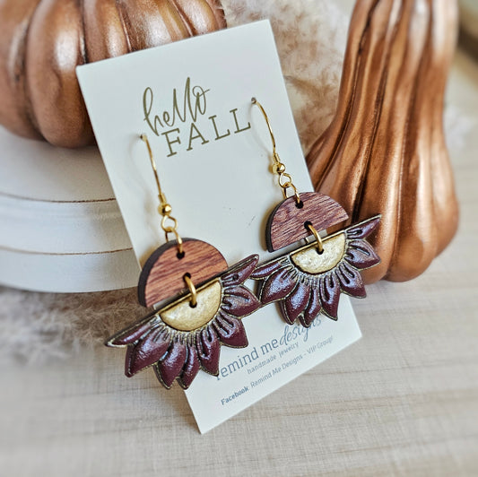 Mulberry Purple Flower Clay Dangle Earrings