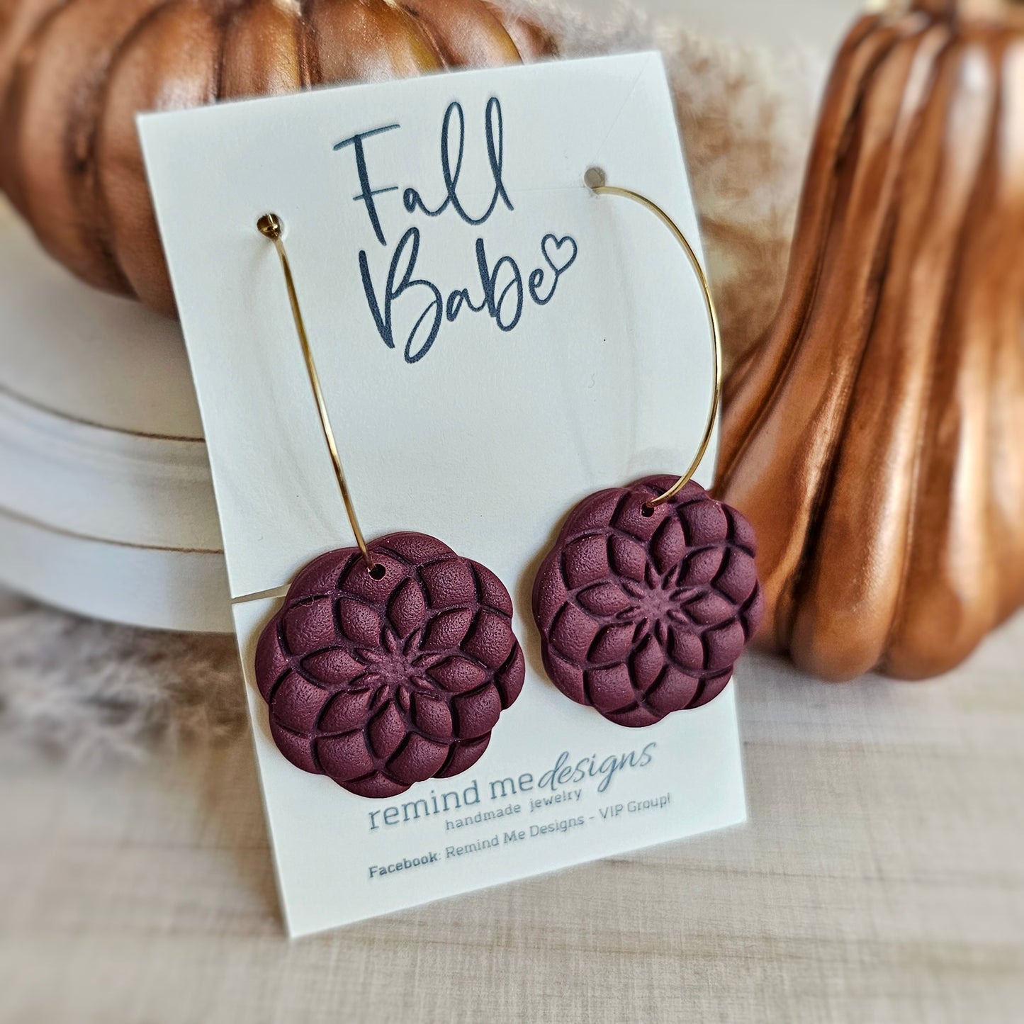 Mulberry Purple Flower Clay Dangle Earrings