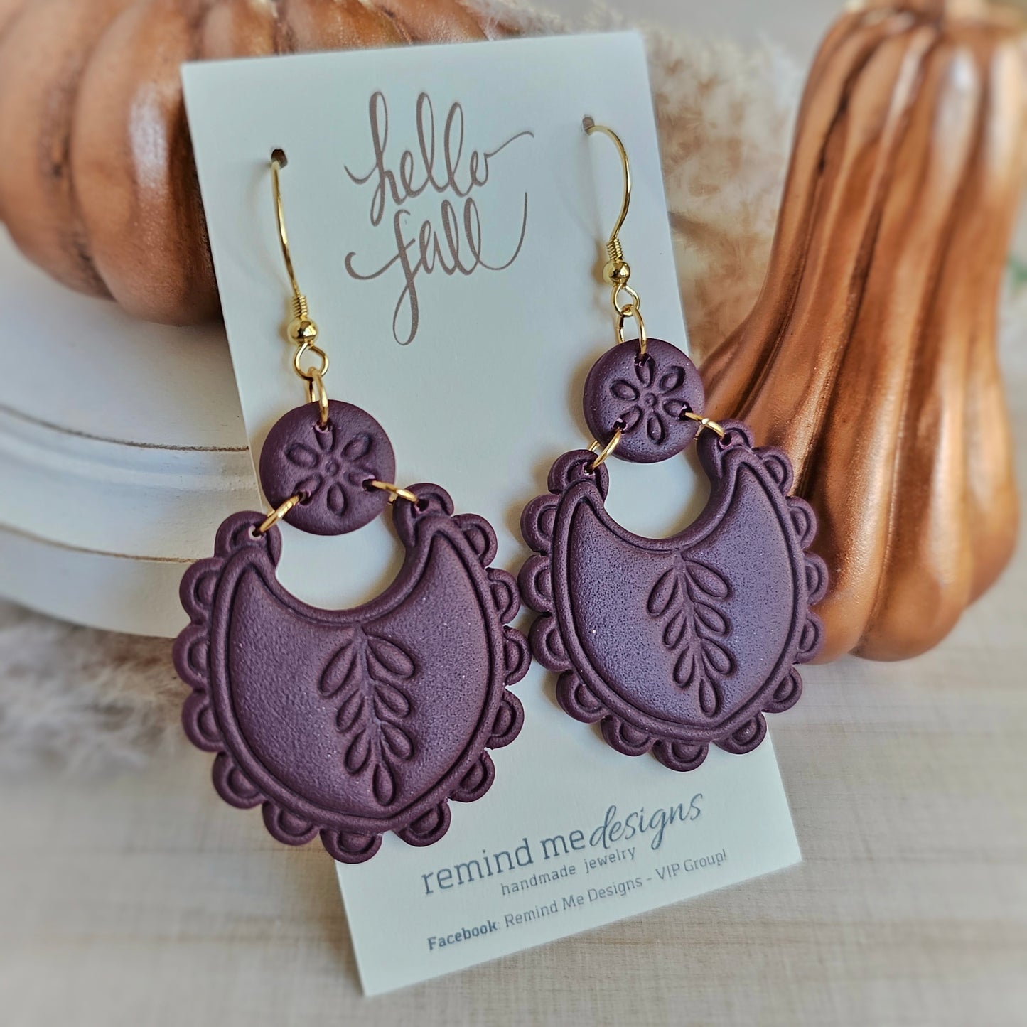 Mulberry Purple Clay Dangle Earrings