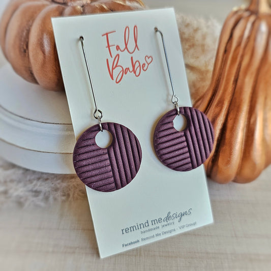 Mulberry Purple Clay Dangle Earrings