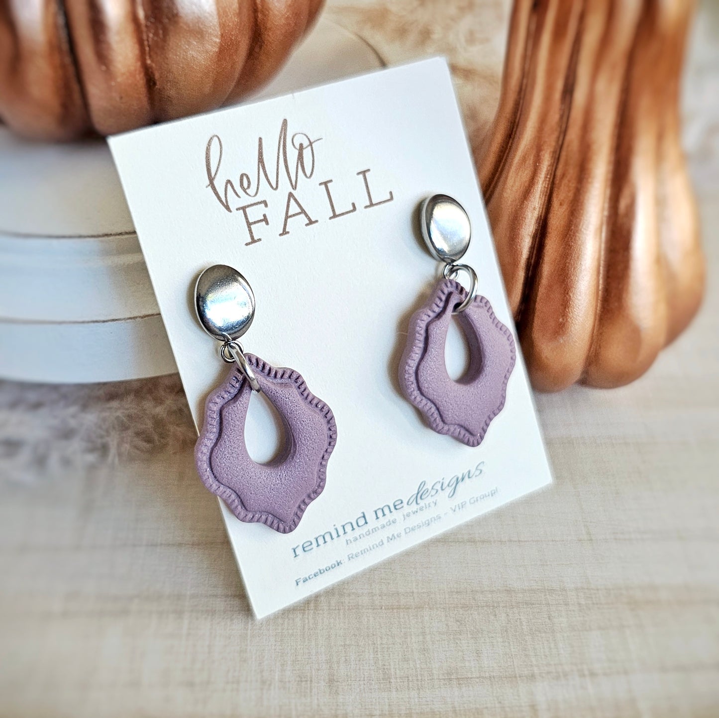 Heather Light Purple Clay Dangle Earrings