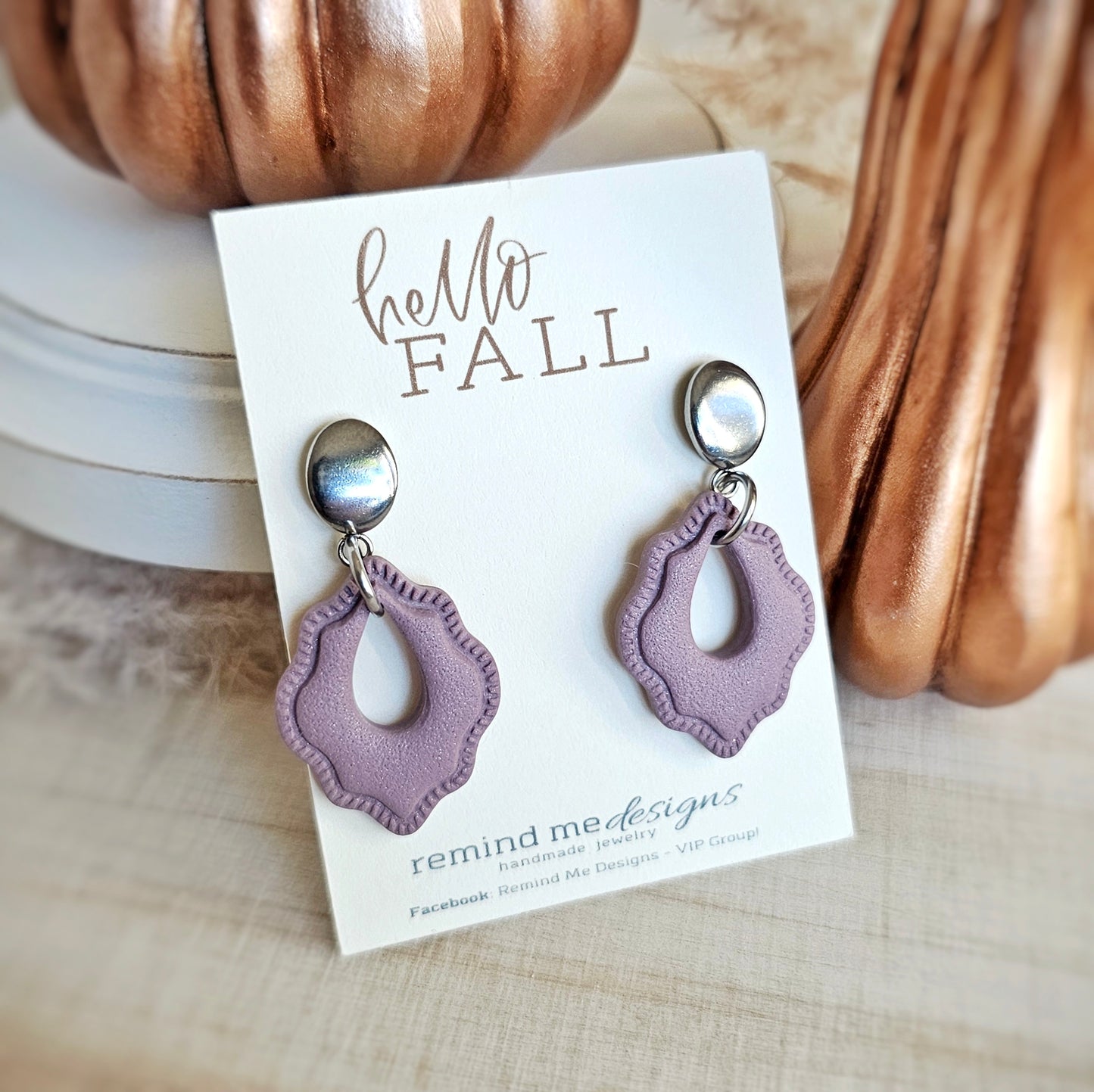 Heather Light Purple Clay Dangle Earrings