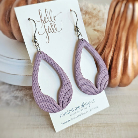 Heather Light Purple Teardrop Clay Dangle Earrings