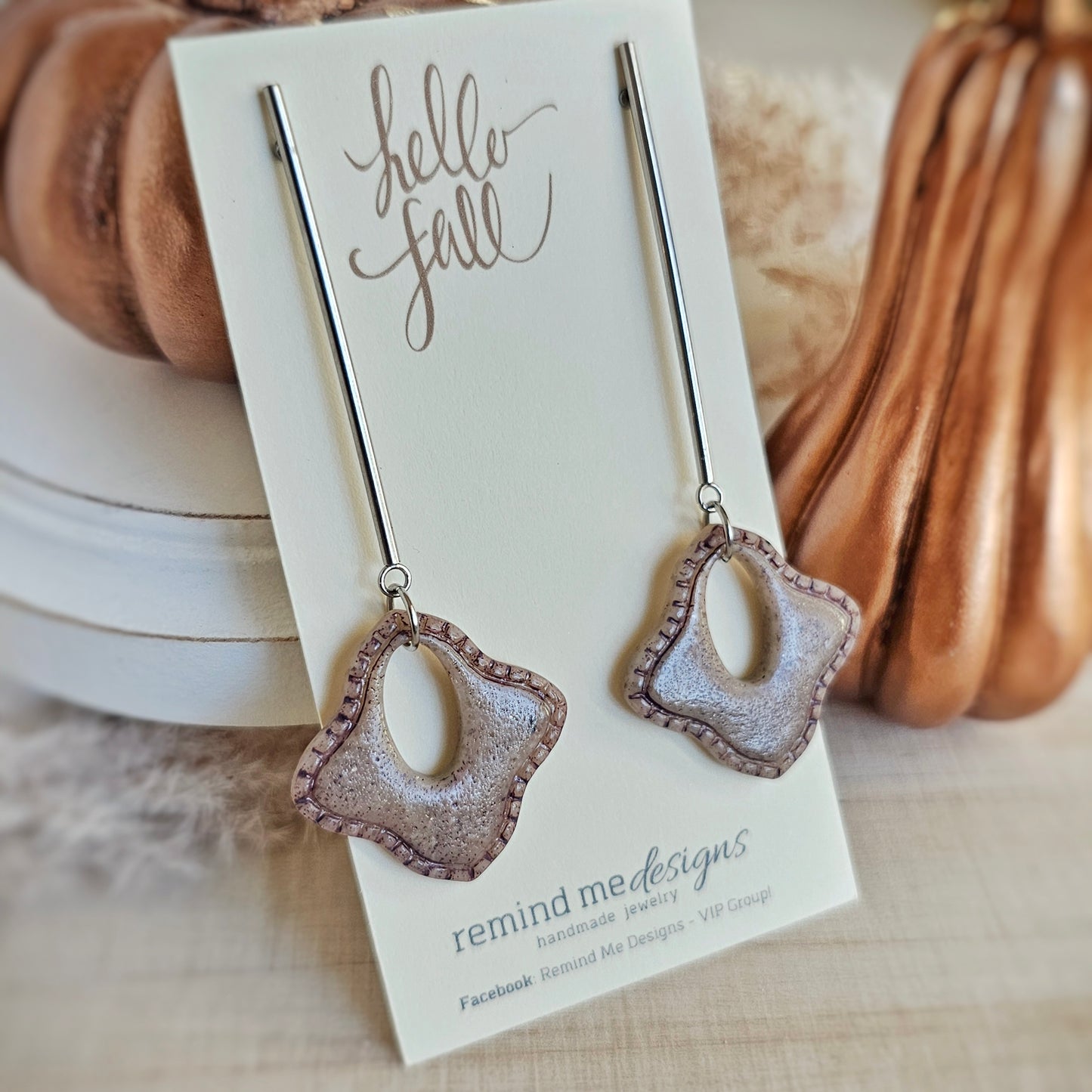 Granite Heather Purple Clay Dangle Earrings