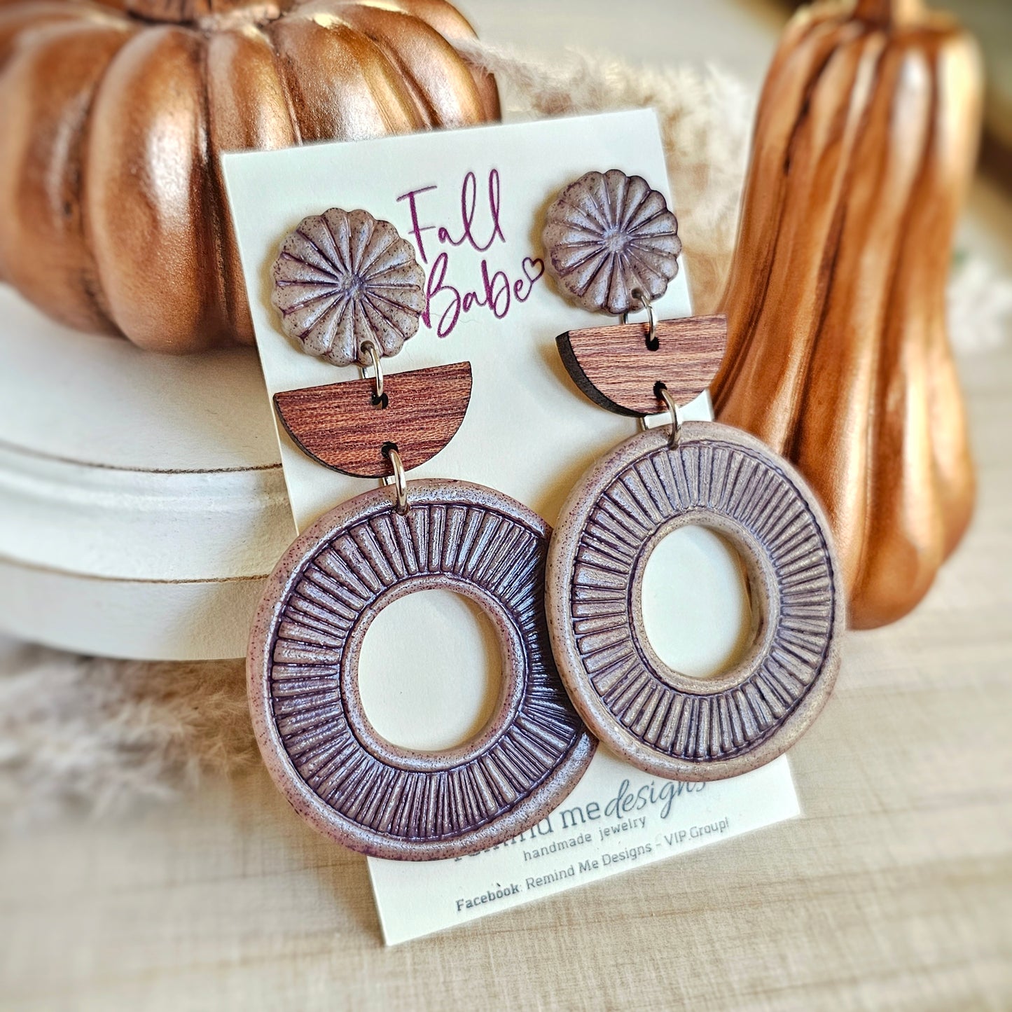 Granite Heather Purple Clay Dangle Earrings