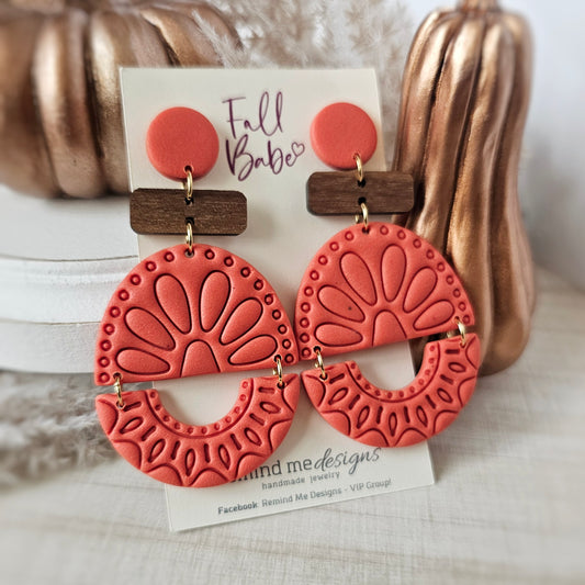 Orange Coral Polymer Clay Dangle Earrings
