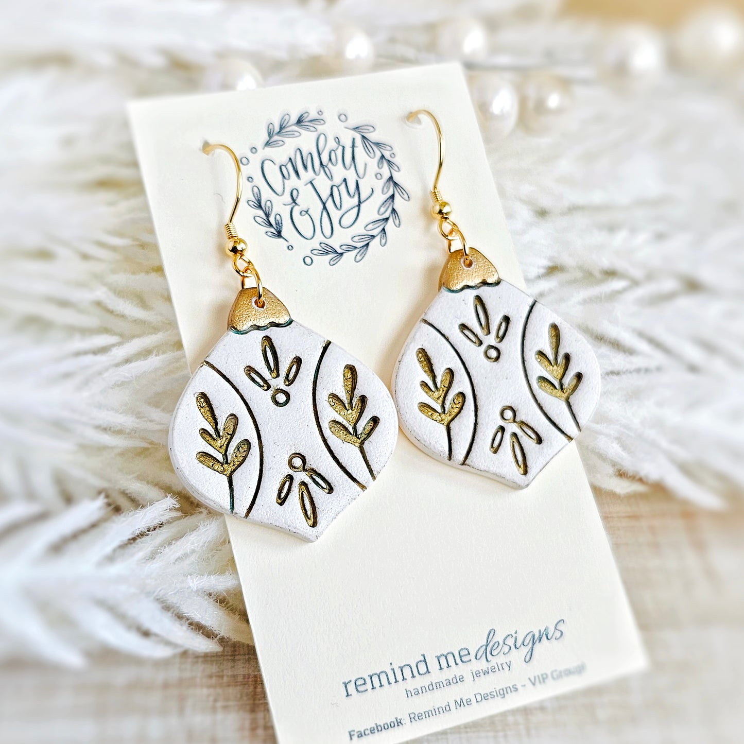 Gold Foil Christmas Dangle Earrings