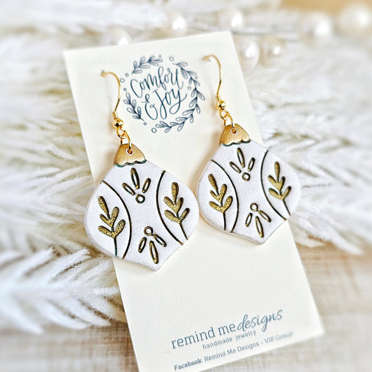 Gold Foil Christmas Dangle Earrings