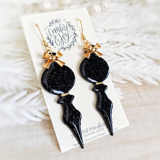 Black Christmas Dangle Earrings