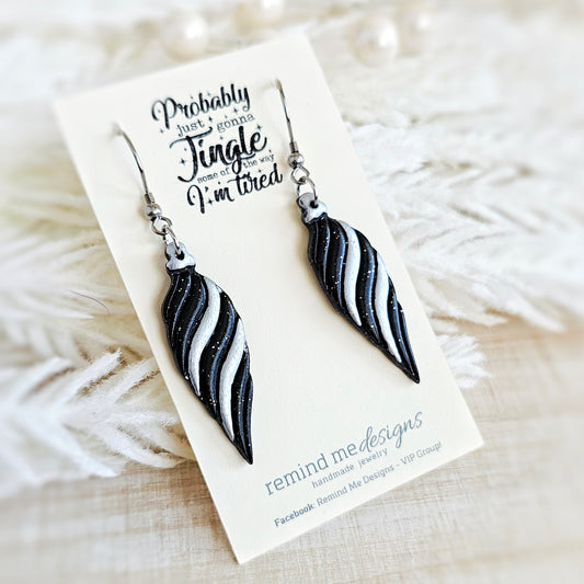Black and Silver Christmas Dangle Earrings