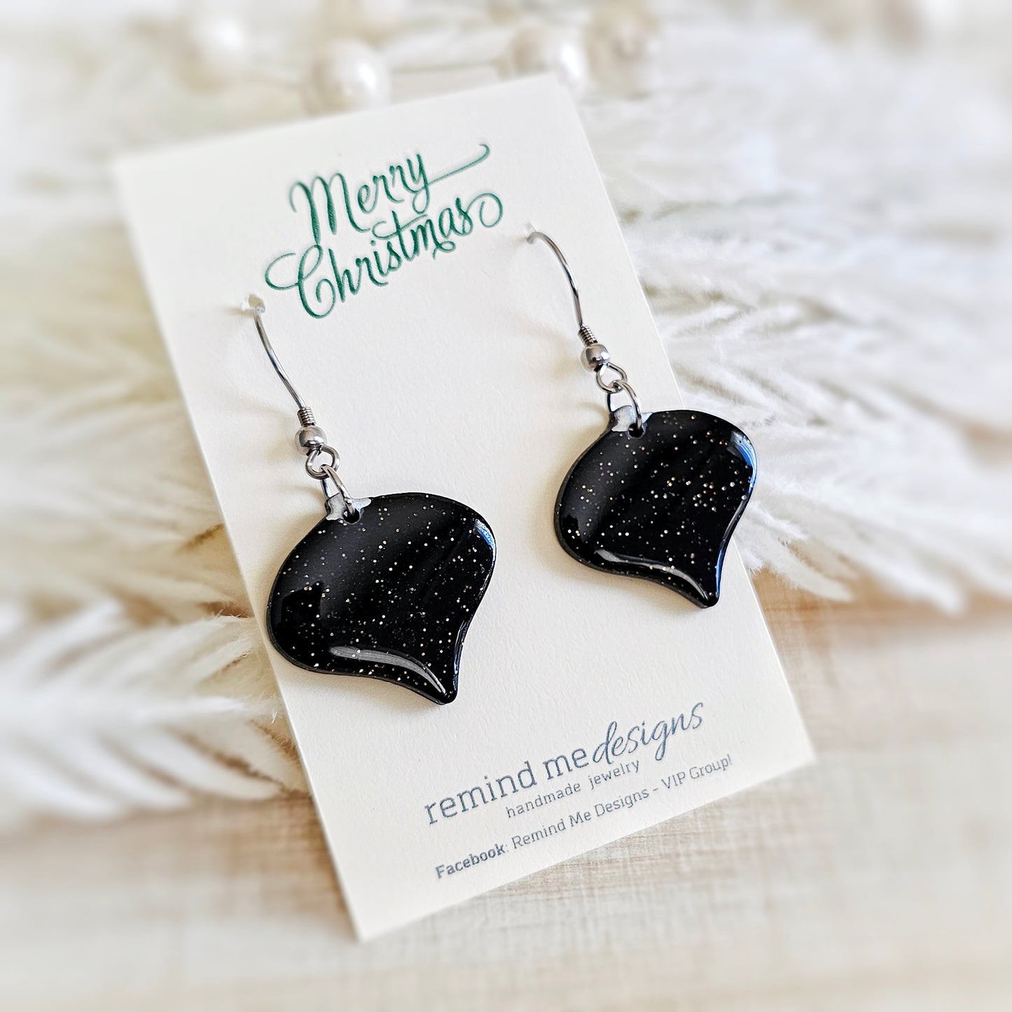 Black Christmas Dangle Earrings