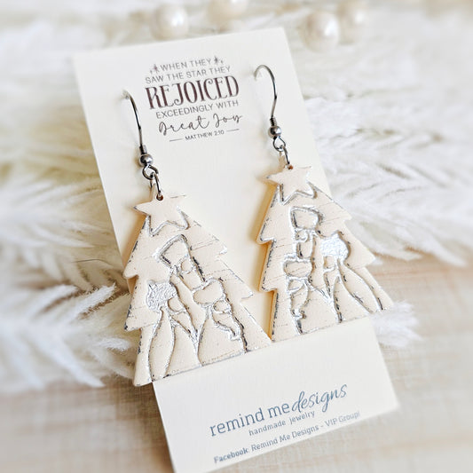 Silver and Cream Wise Men Dangle Earrings