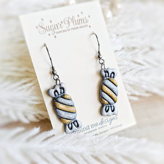Silver and Gold Candy Dangle Earrings