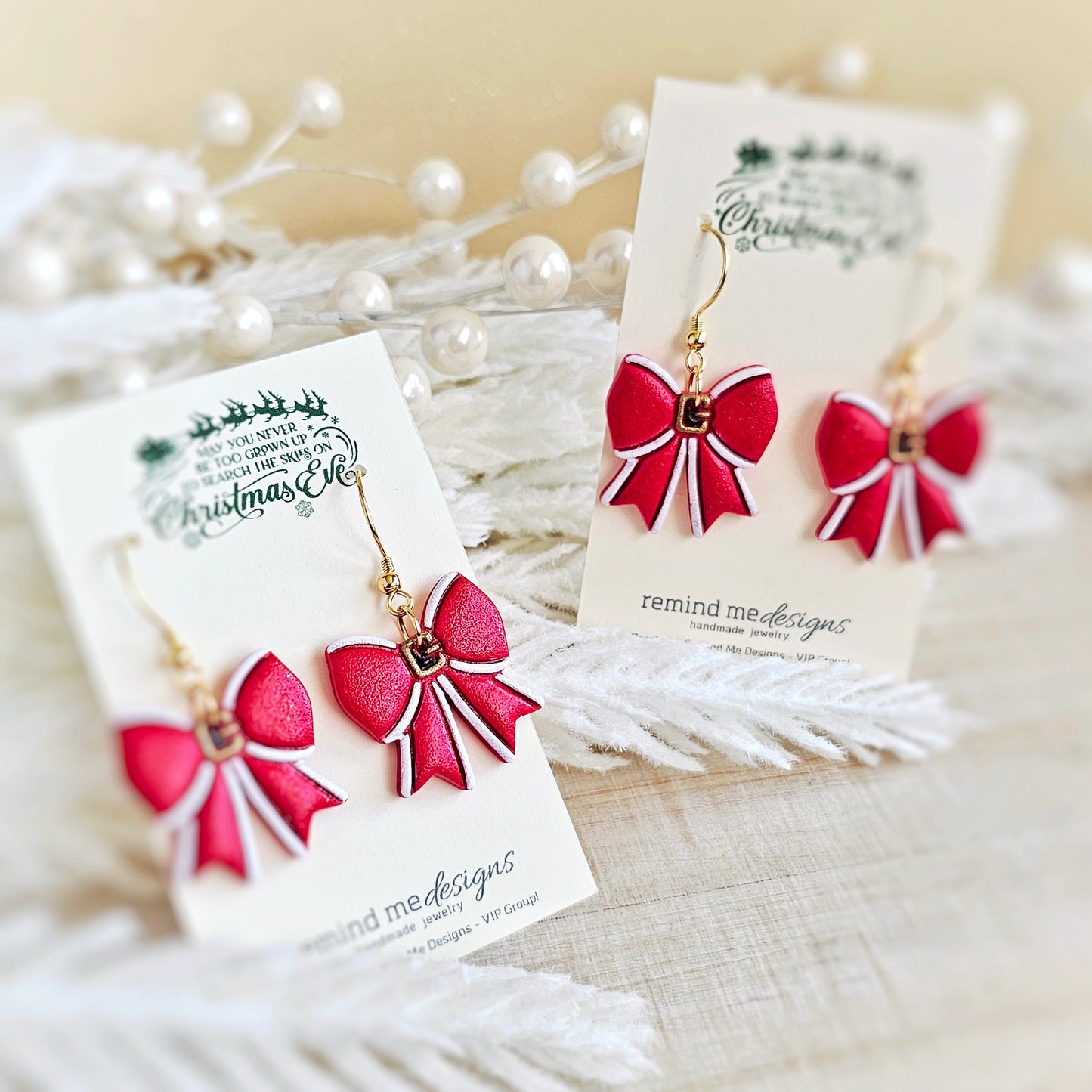 Santa Bow Christmas Dangle Earrings