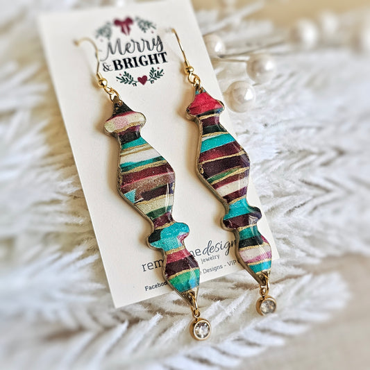 Christmas Ribbon Ornament Dangle Earrings