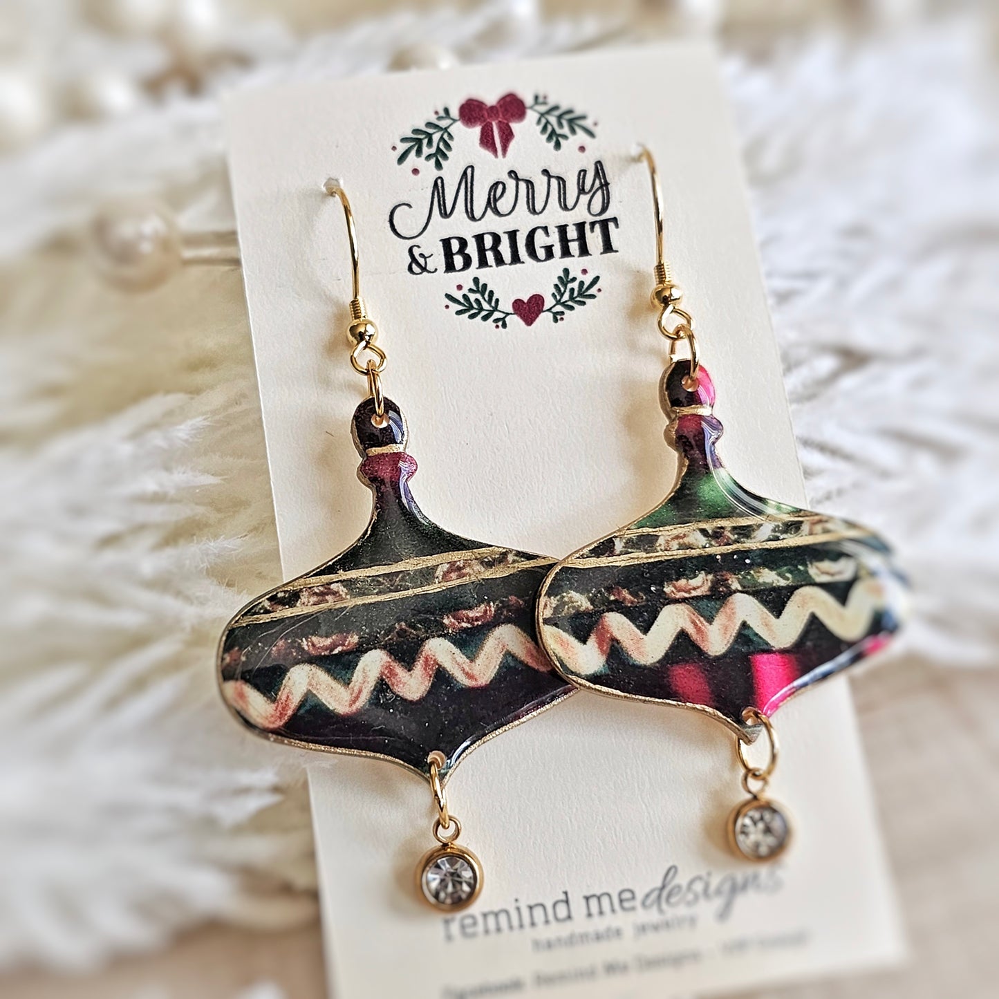 Ornate Christmas Dangle Earrings