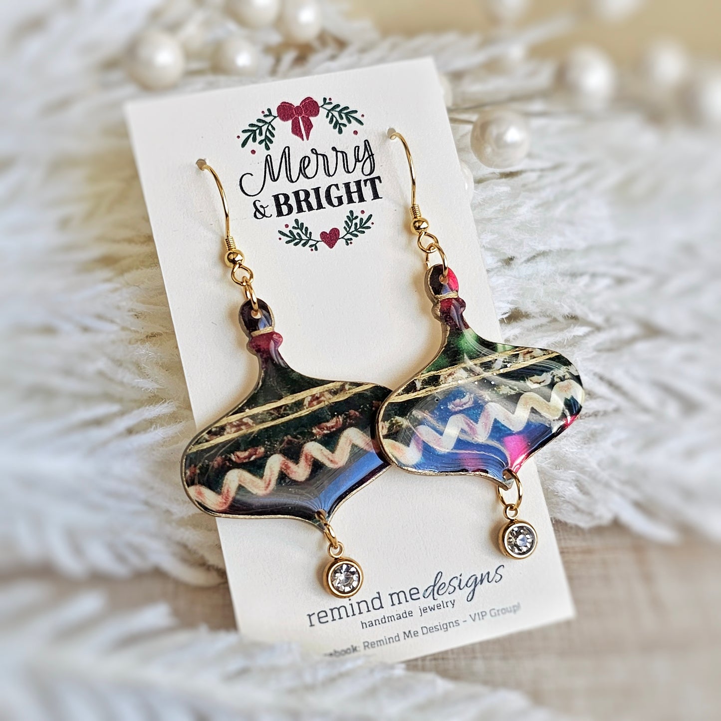 Ornate Christmas Dangle Earrings