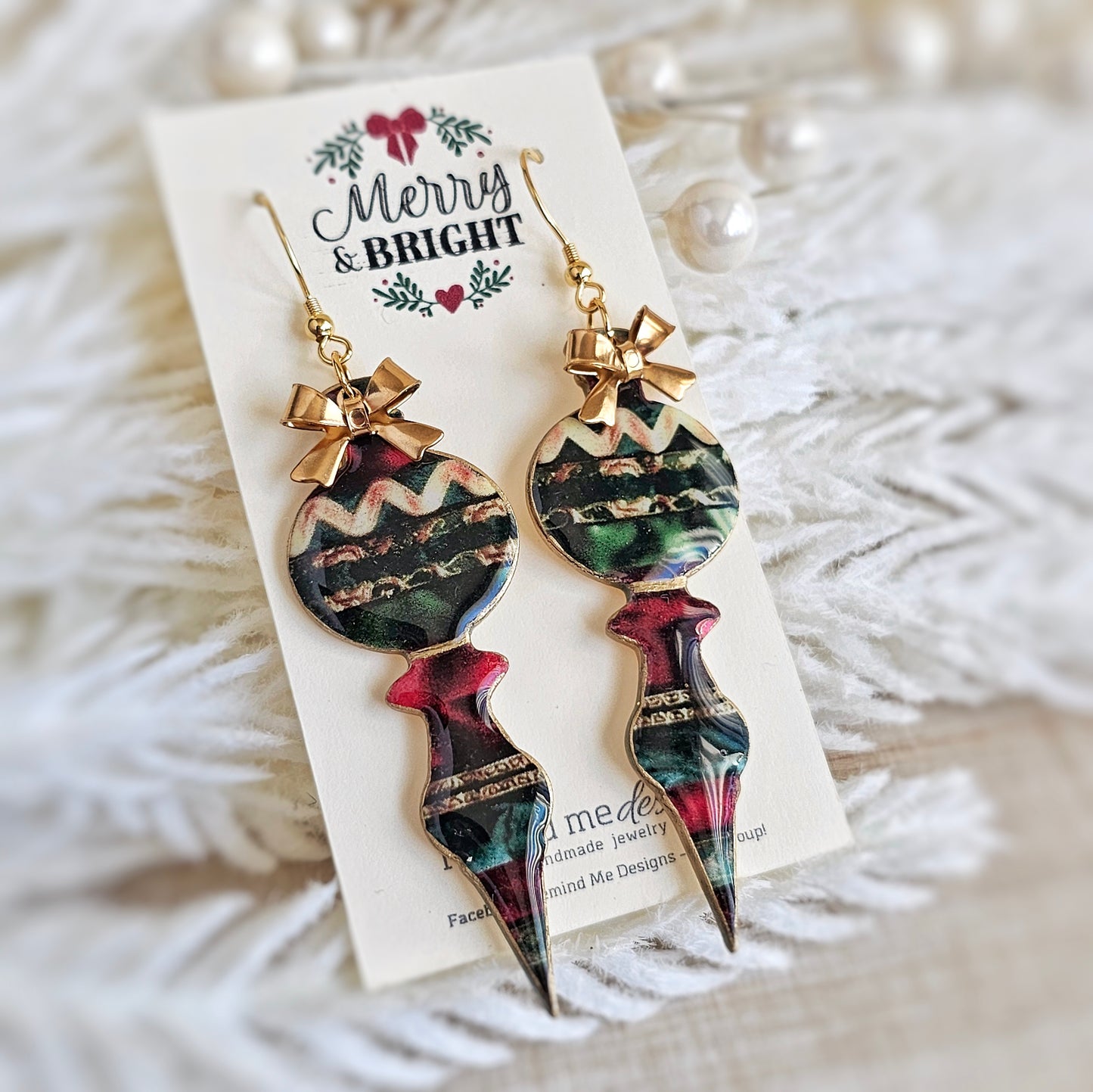 Ornate Christmas Dangle Earrings