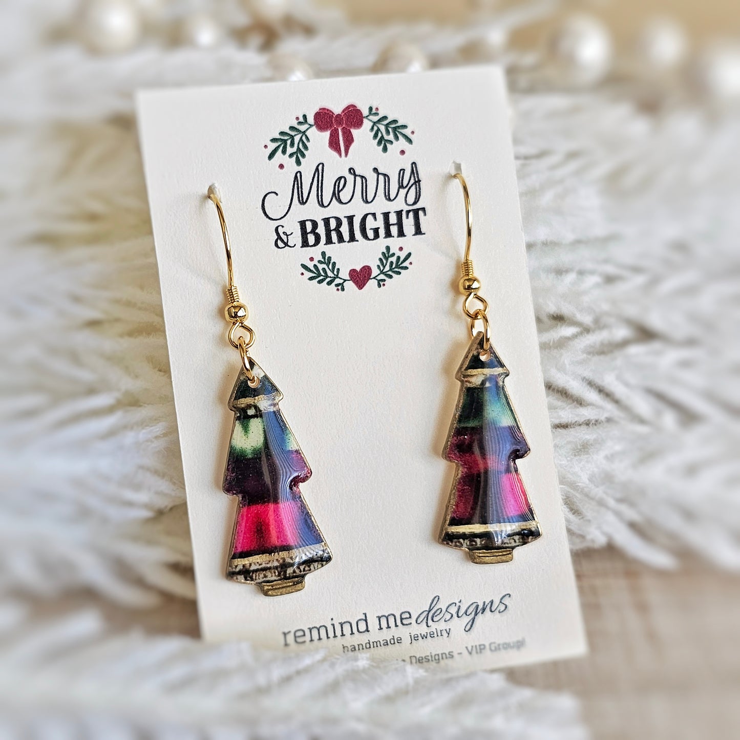 Ornate Christmas Tree Dangle Earrings