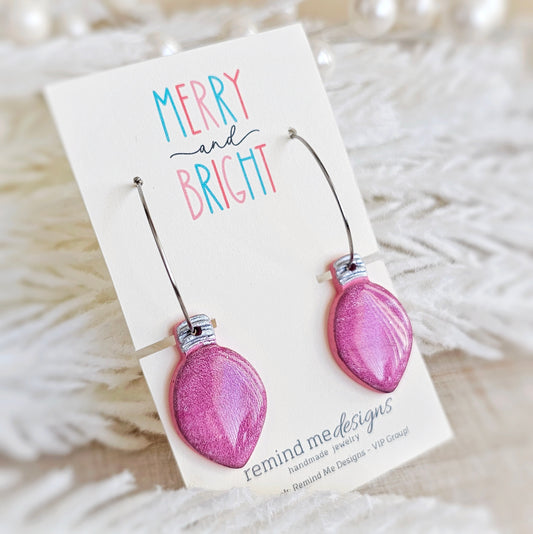 Pink Christmas Lights Dangle Earrings