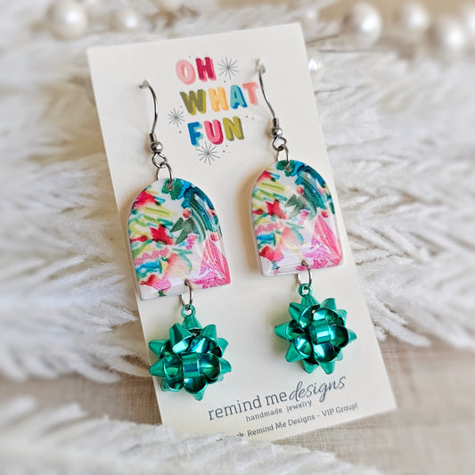 Colorful Christmas Dangle Earrings