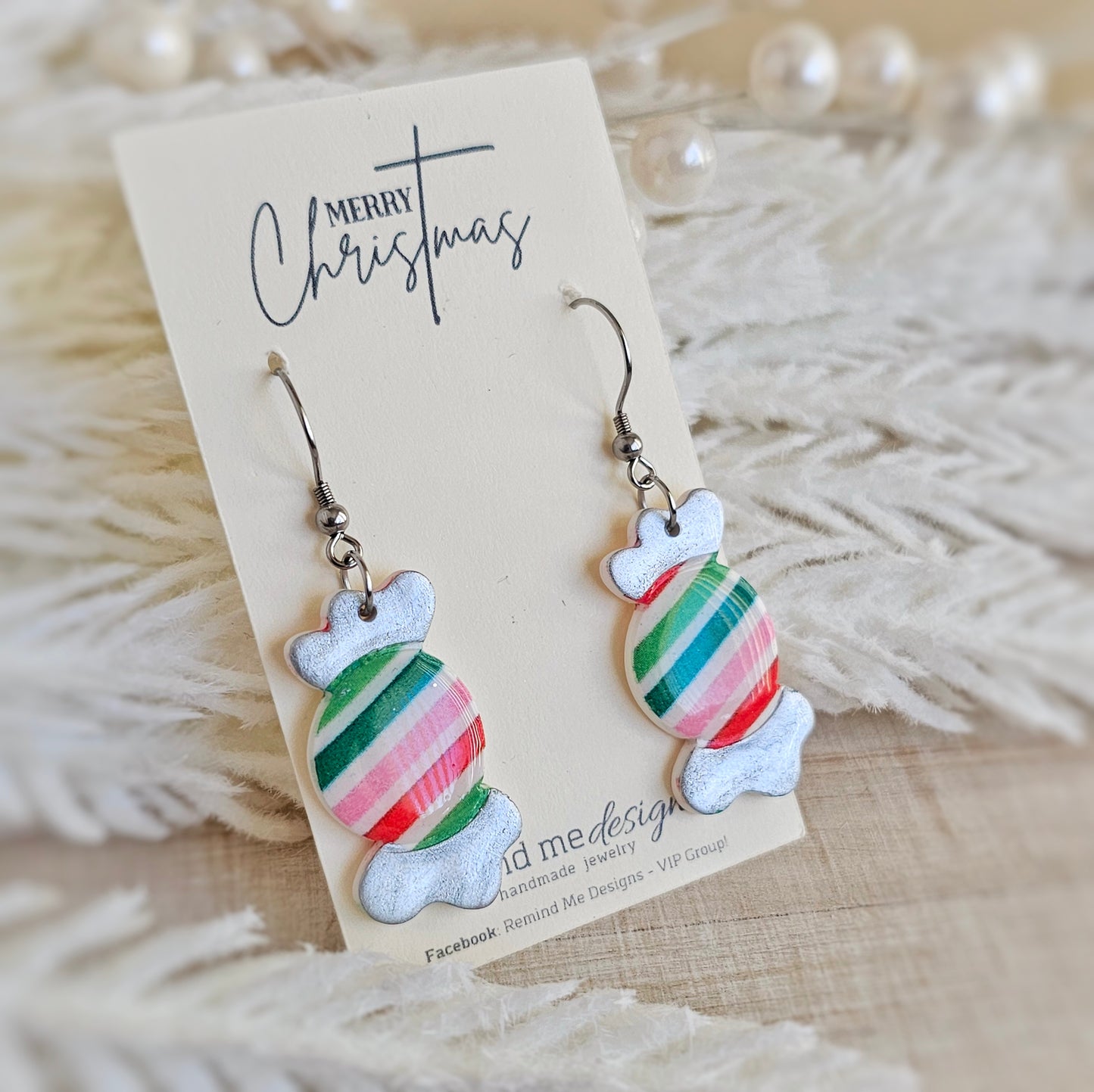 Colorful Striped Candy Dangle Earrings