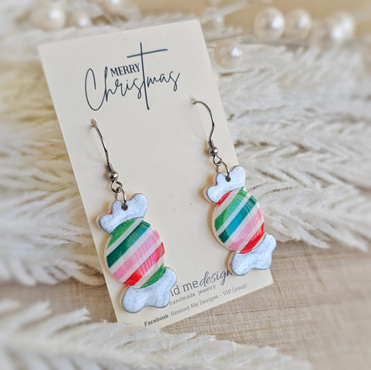 Colorful Striped Candy Dangle Earrings
