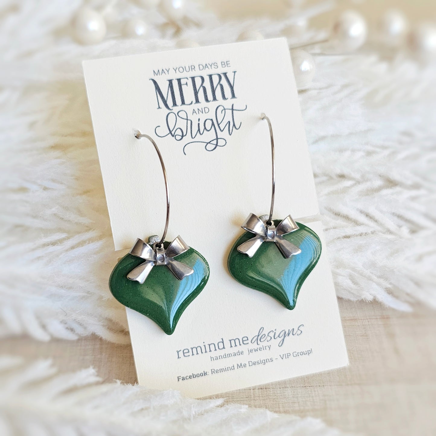 Green Ornament Dangle Earrings