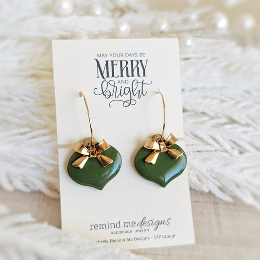 Green Ornament Dangle Earrings