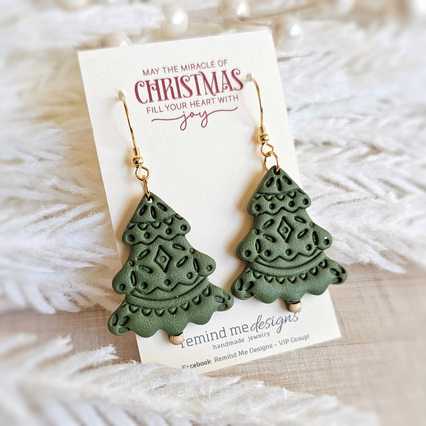 Green Christmas Tree Dangle Earrings