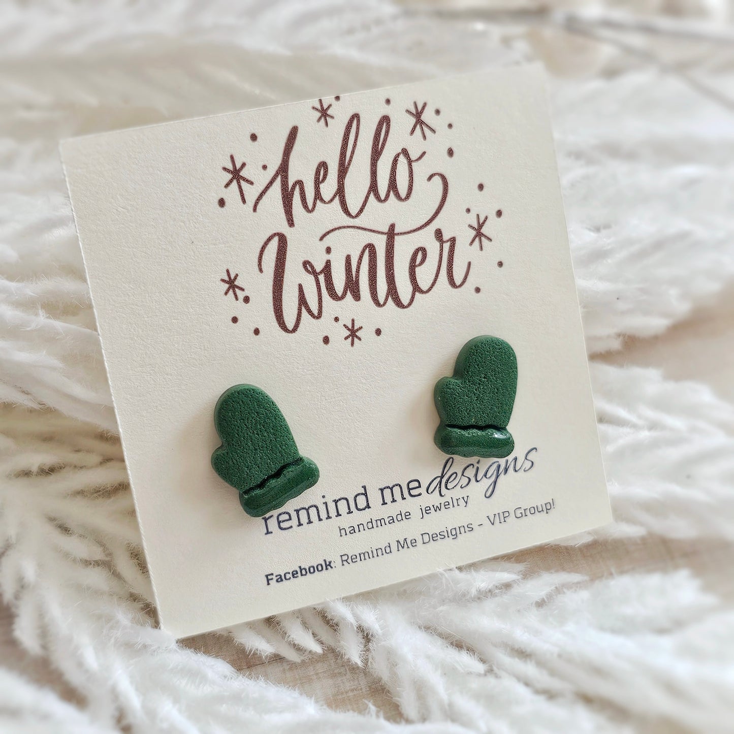 Green Mittens Stud Earrings