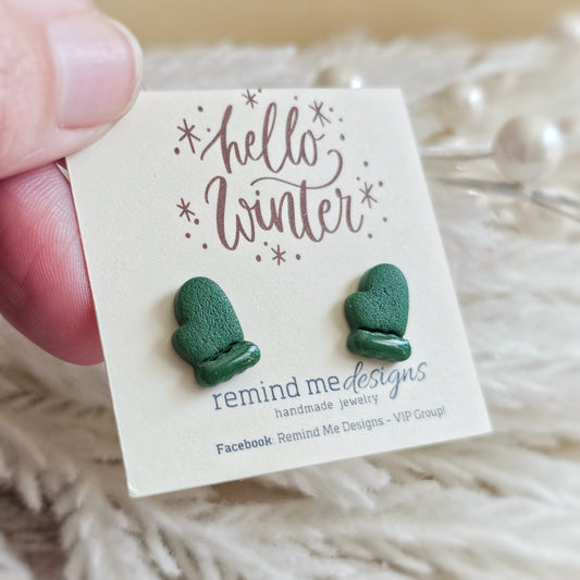 Green Mittens Stud Earrings