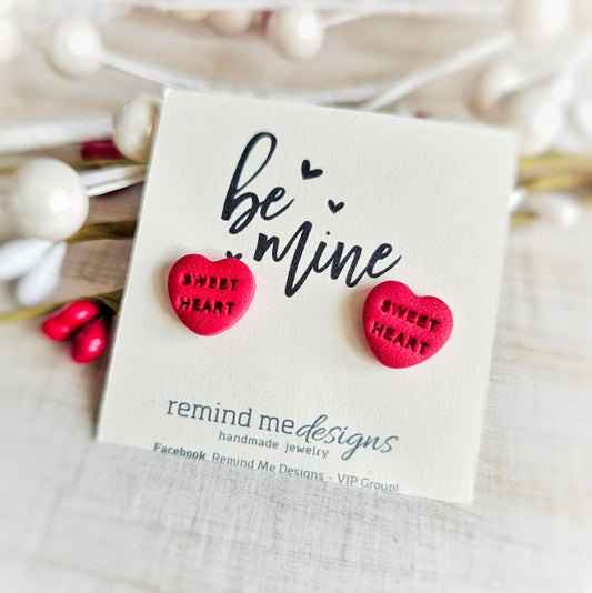 SWEETHEART Red Heart Valentine's Clay Studs