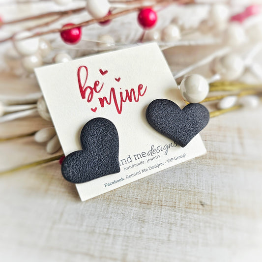 Black Heart Valentine's Clay Studs