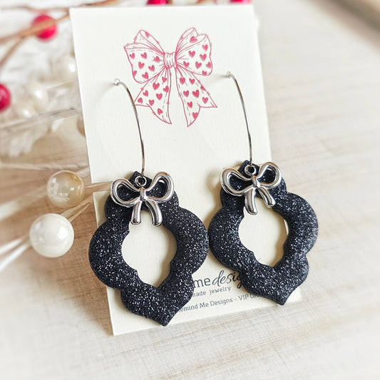 Black Valentine's Clay Dangle Earrings