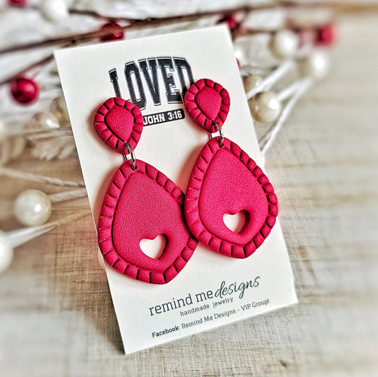 Red Heart Shape Valentine's Clay Dangle Earrings