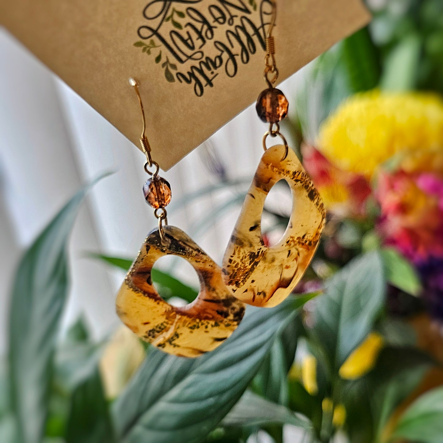 Marbled Tortoise Shell Clay Dangle Earrings