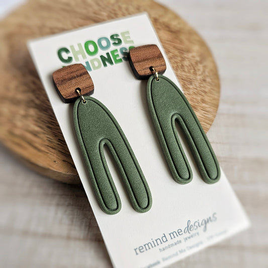 Green Arch | Rainbow Polymer Clay Dangle Earrings