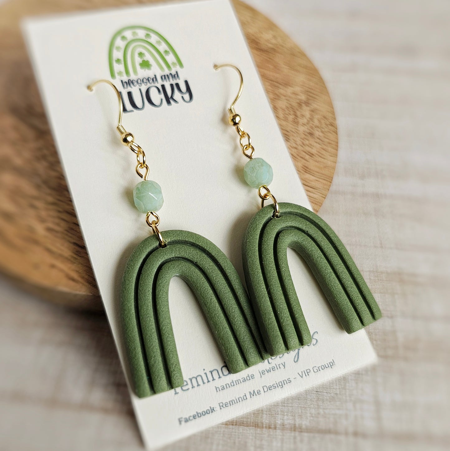 Green Arch | Rainbow Polymer Clay Dangle Earrings