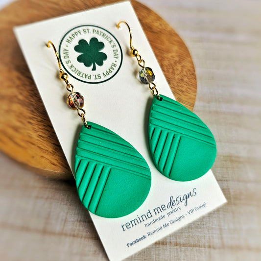 Green Polymer Clay Dangle Earrings