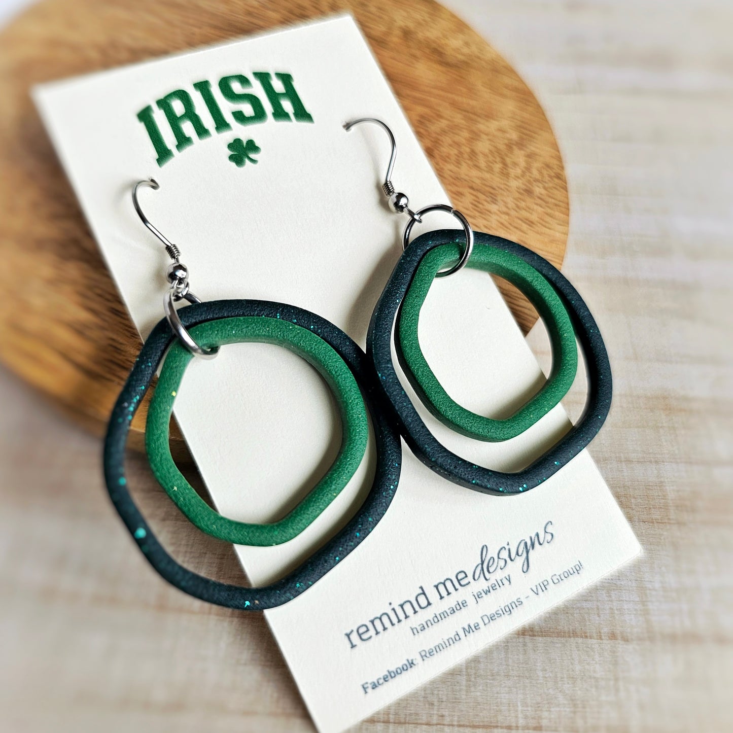Green Polymer Clay Dangle Earrings