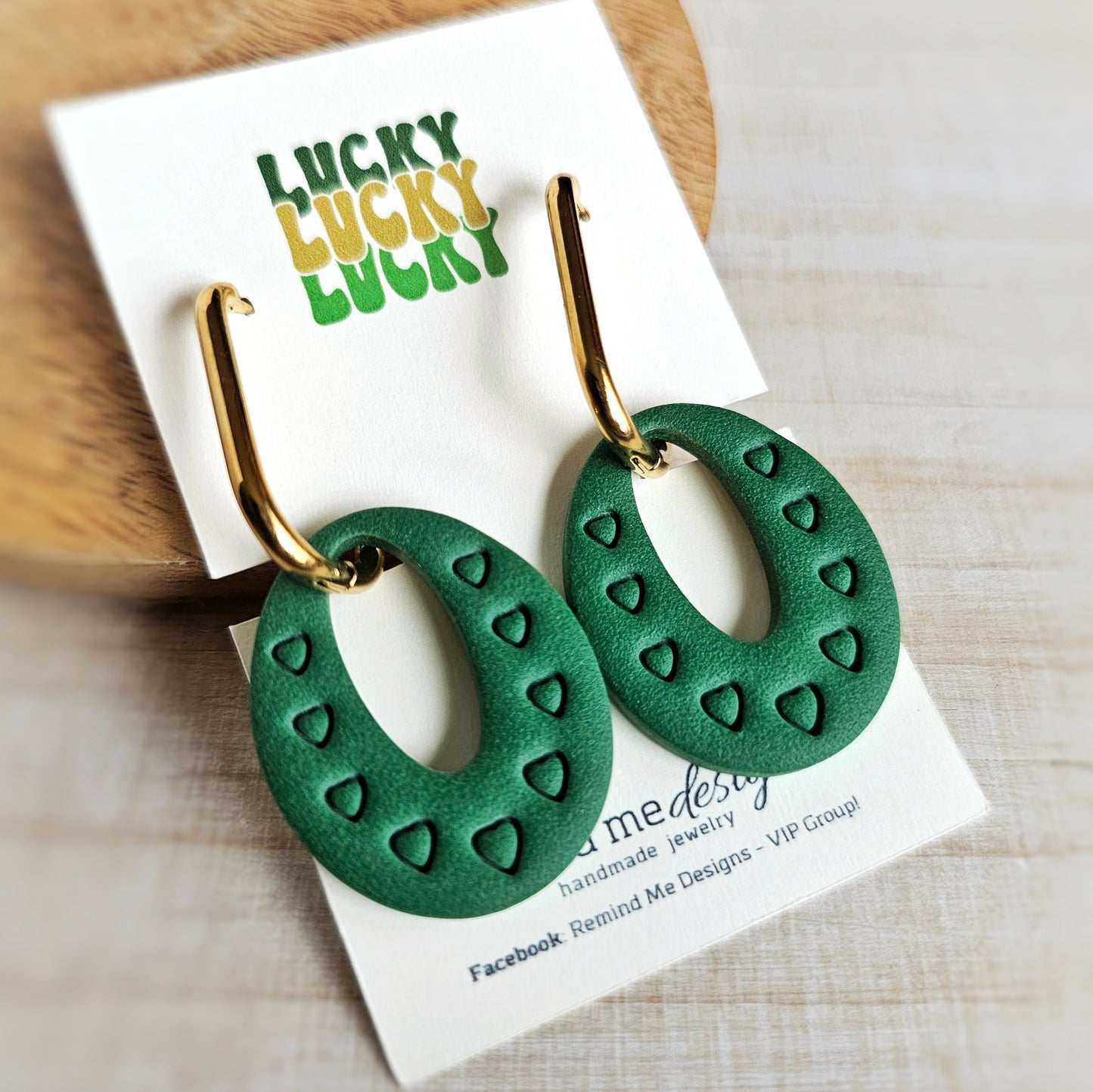 Green Clay Huggie Hoop Earrings